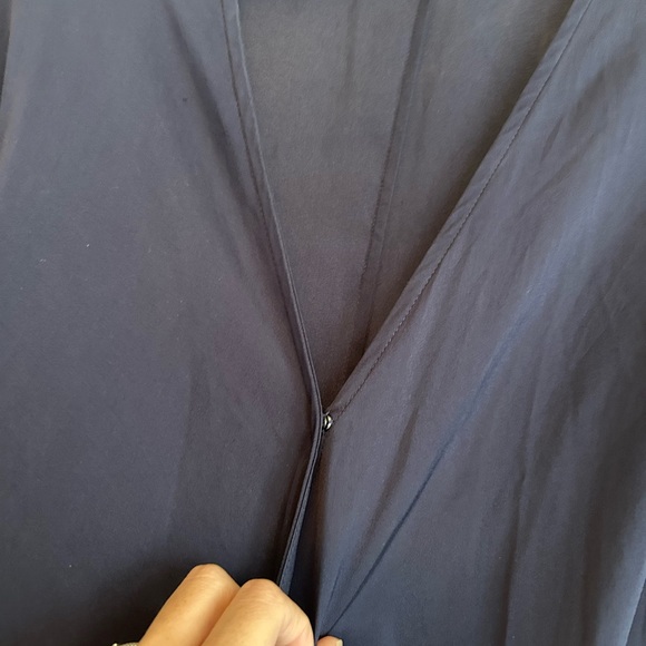 Quince Silk Wrap Dress in Navy - Picture 5 of 5